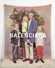 Balenciaga Family Portrait Print Flannel Throw Blanket BA266